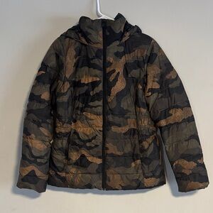 Women’s The North Face Camouflage Hooded Puffer Jacket Sz. M